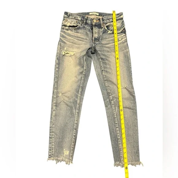 Moussy Vintage Denim Kelley Tapered Distressed Raw Hem Jeans, pre-owned, size 25 - Picture 8 of 16